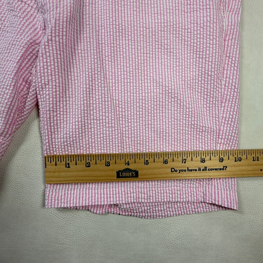 Castaway Nantucket Island Mens 34 Pink White Seersucker Striped Chino Shorts - Picture 5 of 10